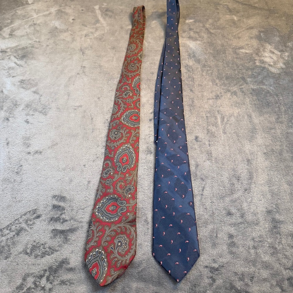 Sheaf & Caber Envoy Paisley Silk Tie Bundle Mens One Size Red Blue 2 Pack